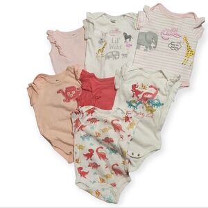 Member's Mark Baby Girl Short Sleeve Onesie Double Set Wild Animals & Dinosours